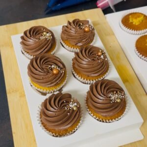 chocolate sponge topped with chocolate buttercream