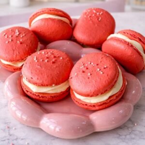 Raspberry jam filling with raspberry ganache